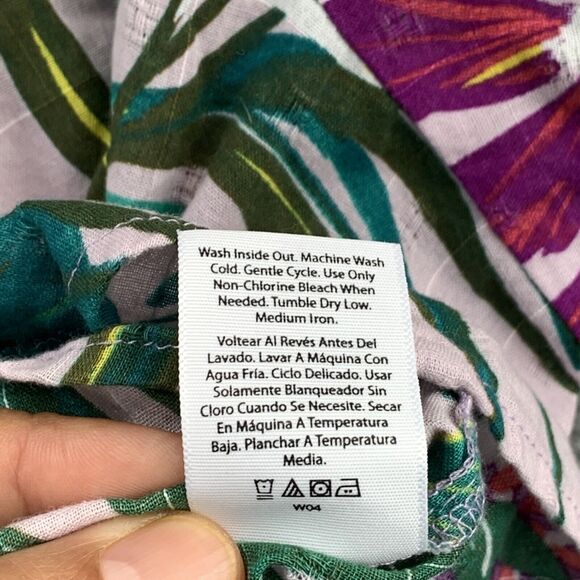 Terra & Sky Womens Plus Size 3X Purple Tropical Square Neck Top Short Sleeve - Picture 6 of 9